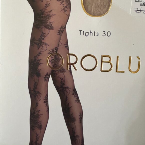 🎄 NIP 🛍️ OROBLU WOMEN'S FLORAL HOLIDAY COCKTAIL PARTY BLUSH TIGHTS LARGE / XL - Picture 4 of 4